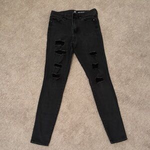 New York & Company Black Ripped Skinny Jeans